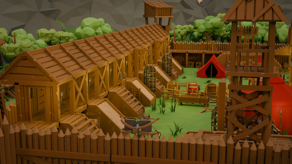 Modular Low Poly Medieval - Fort Kit
