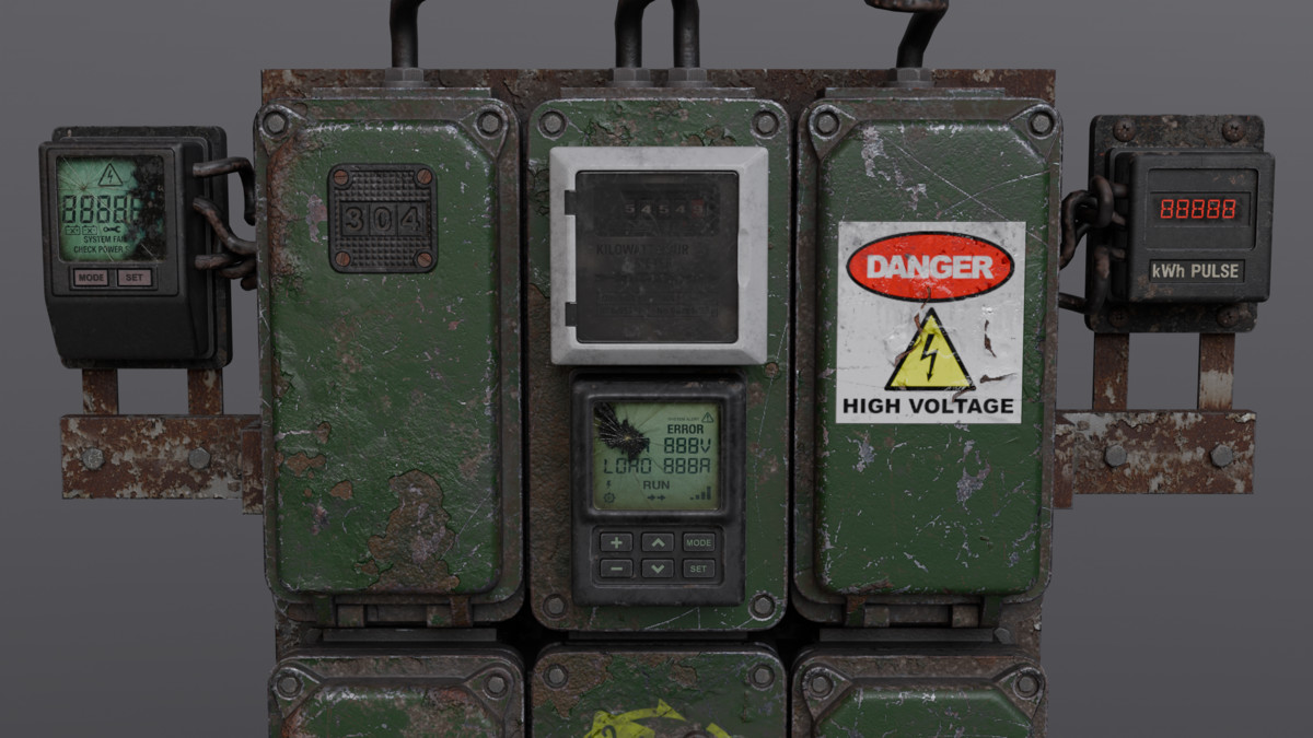 Industrial Power Control Panel – Game‑Ready