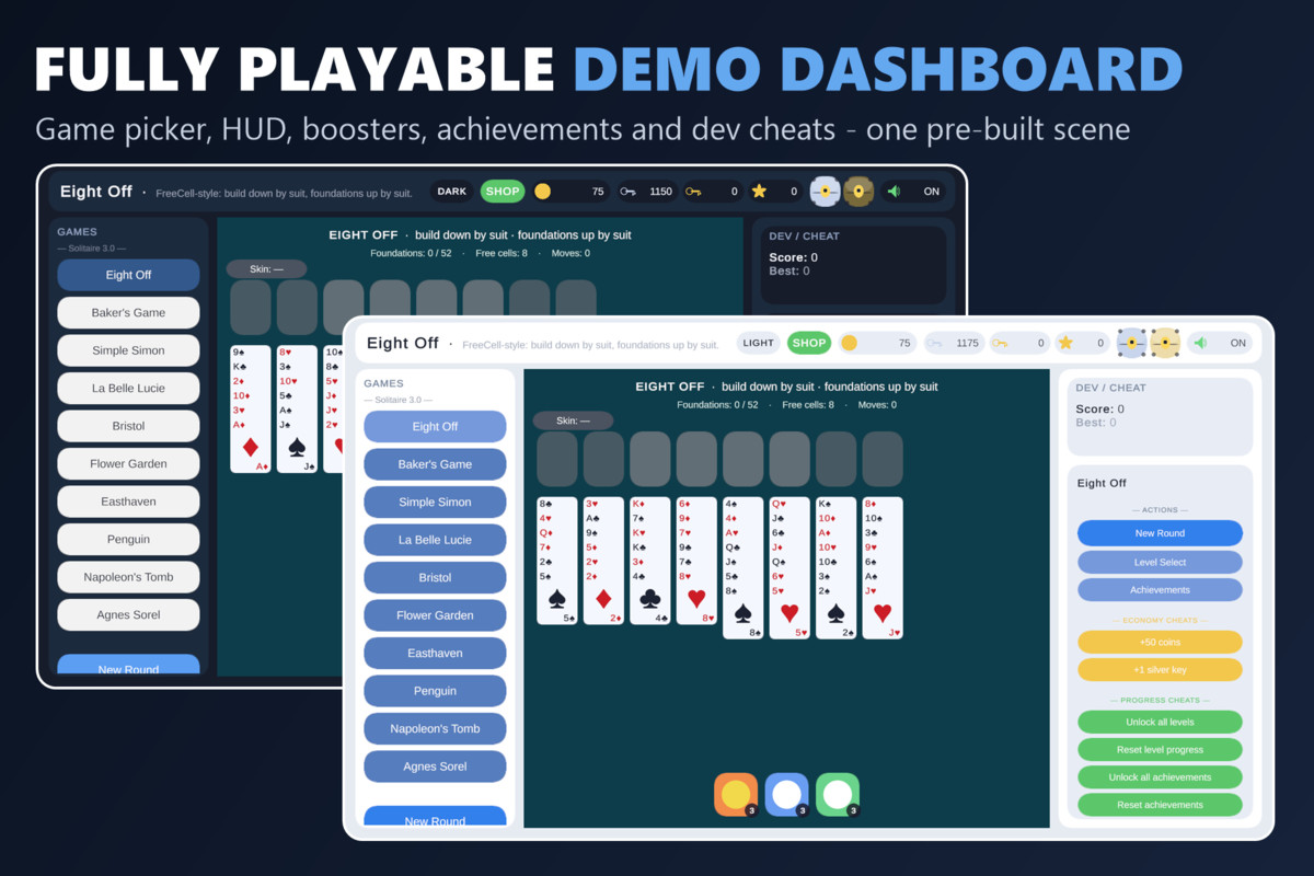 Mini Game Templates Solitaire 3.0 - 10 Solitaire Starters for Unity