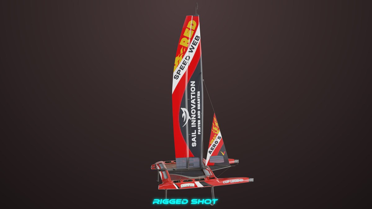 Yacht Hydrofoil Sailing Boat 02 Black URP HDRP Textures