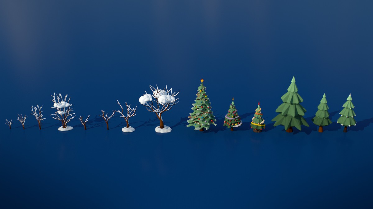 Stylized Lowpoly Winter City Asset Pack