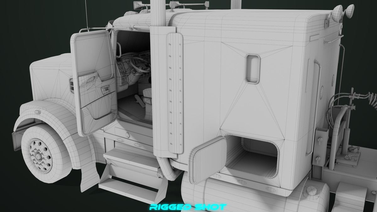 Truck 07 Log Trailer Green Version URP HDRP Textures