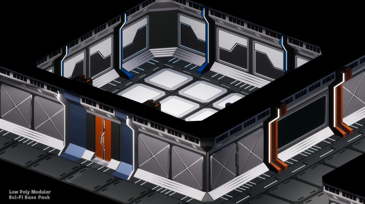 Low Poly Modular Sci-Fi Base Pack