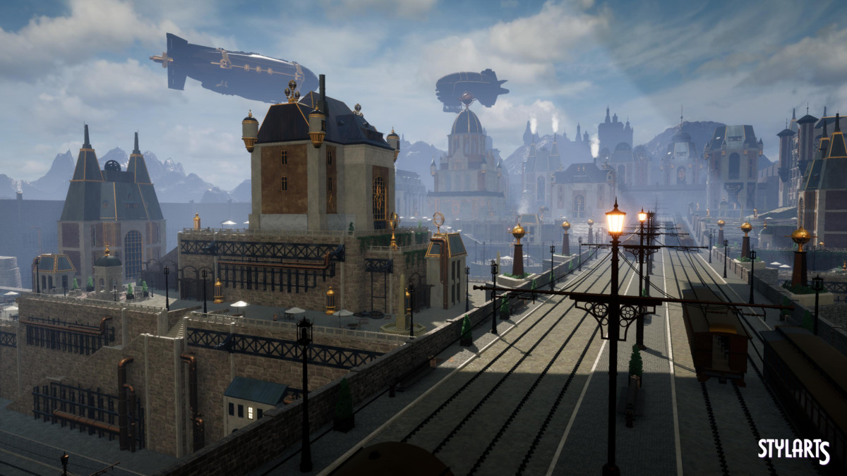 Stylized Steampunk City, image 15