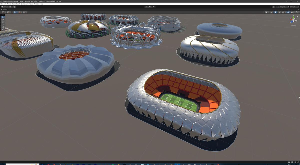 Stylised Sport Stadium Collection - 12 Low Poly Modular 3d Assets