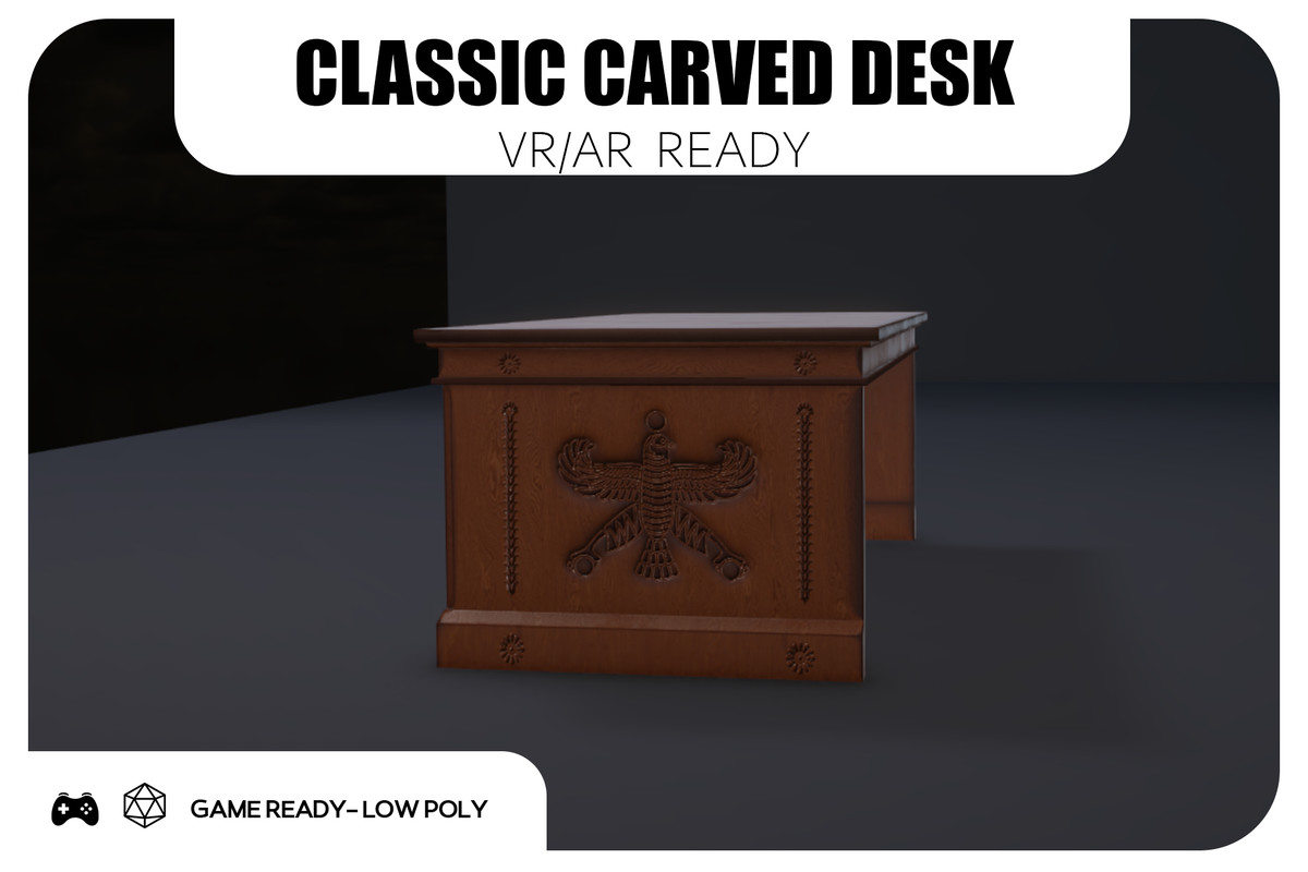 Classic Carved Desk - Game Ready