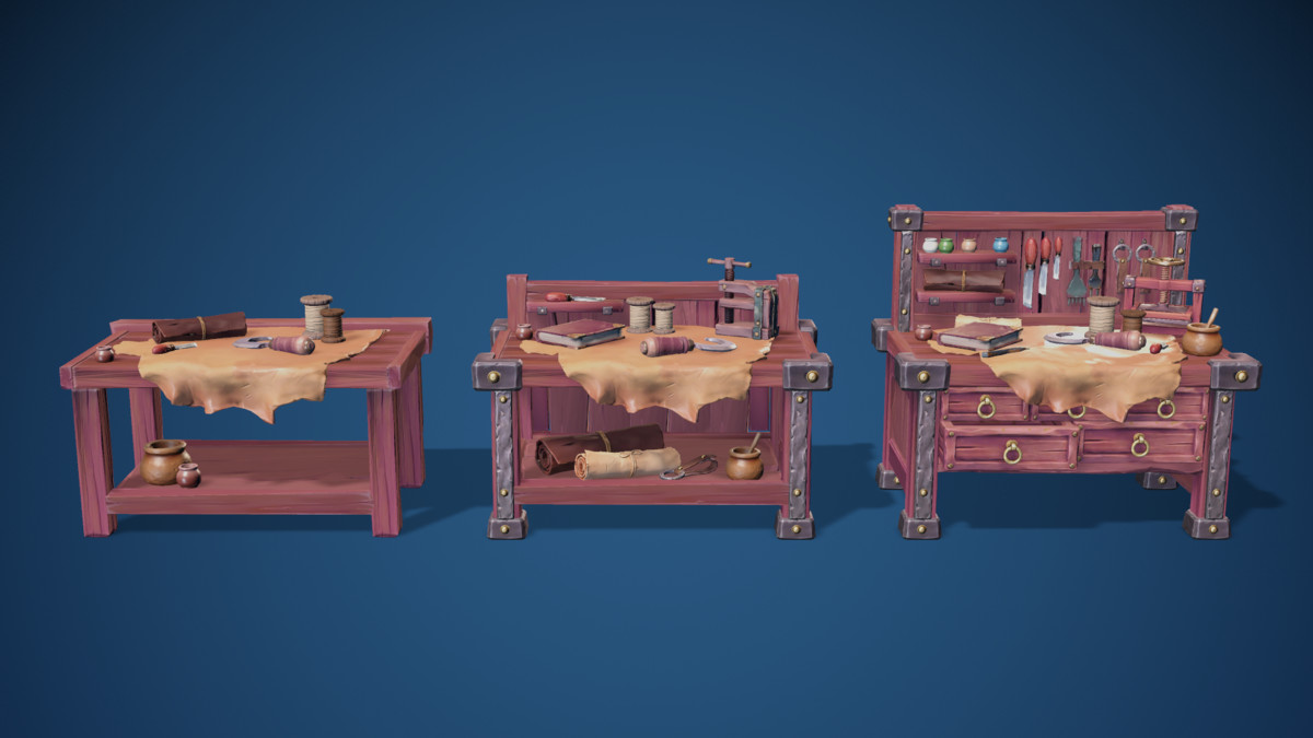 Stylized Leather Workbench #2 - 3 Tiers- AAA quality