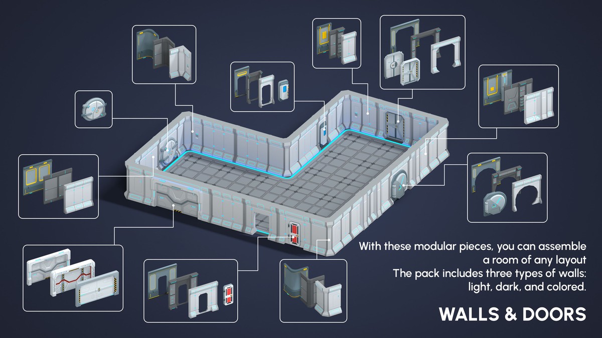Sci-Fi Props - Low Poly 3D Models Pack