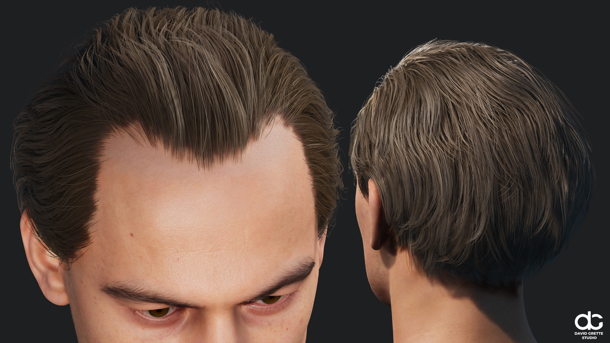 Realistic male hairstyles, pack #5 | Rigged hair, game-ready, low-poly