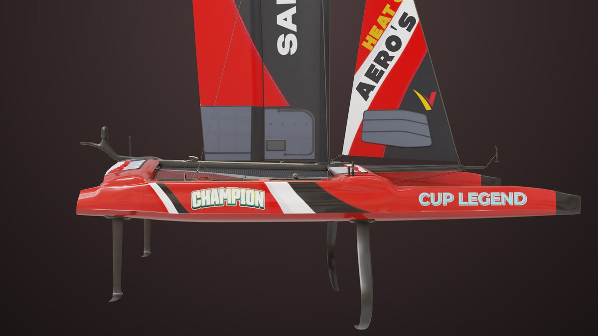 Yacht Hydrofoil Sailing Boat 02 Black URP HDRP Textures