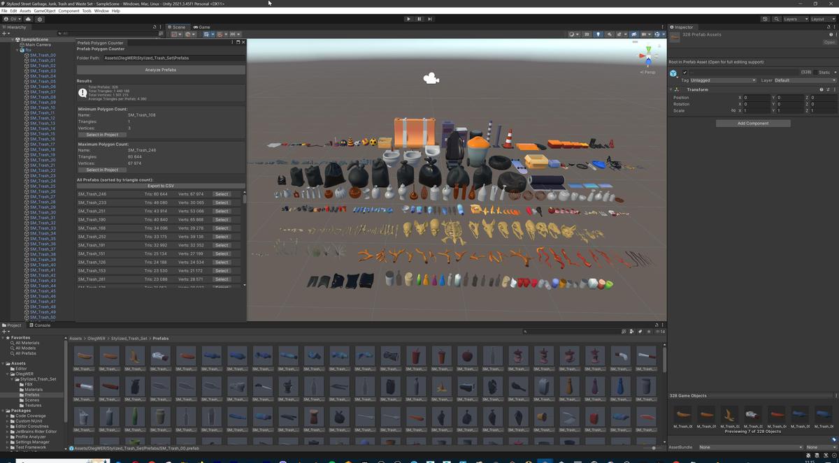 Lowpoly Stylized Street Garbage, Junk, Trash and Waste Set - 328 gameready props