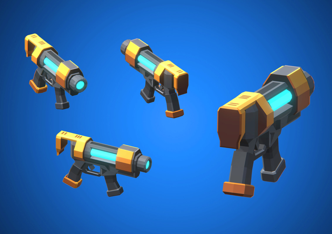 Low Poly Sci-Fi Blaster Pack Vol. 2 - Retro Style
