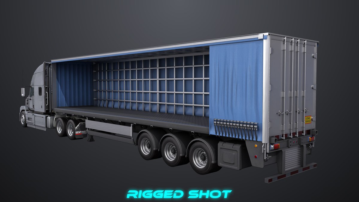 Heavy Truck 05 Curtainsider Trailer URP HDRP Textures