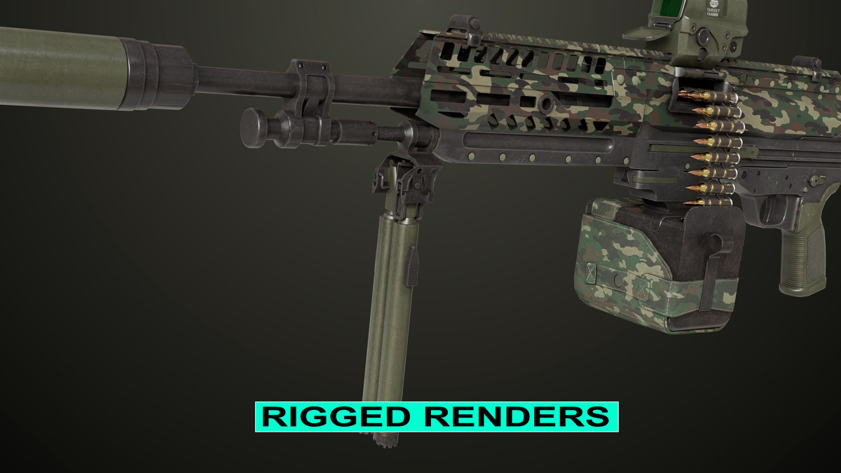Machine Gun 14 Military Green URP HDRP Textures