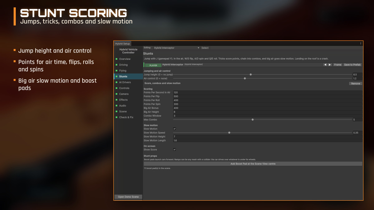 Hybrid Vehicle Controller 2.0: Flying Car/Drone, Stunts & AI