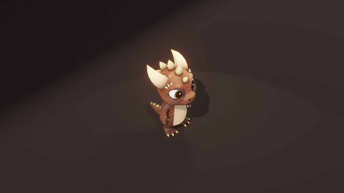 Cartoon Brown Dinosaur 3D Model (Low-Poly, Game-Ready, Animated, Built-In)