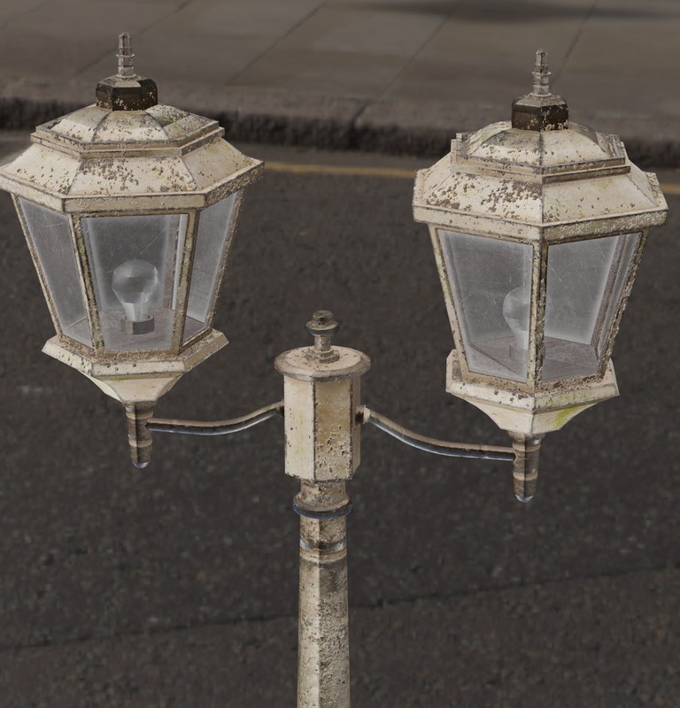 Ornate Double Street Lamp - 4 Texture Variants Pack