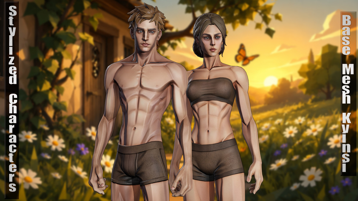 Stylized Man and Girl