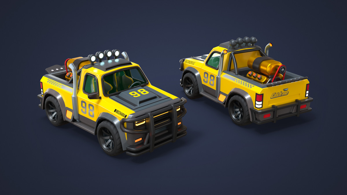 Modular Cyber Racing Cars - Low Poly 3D Models