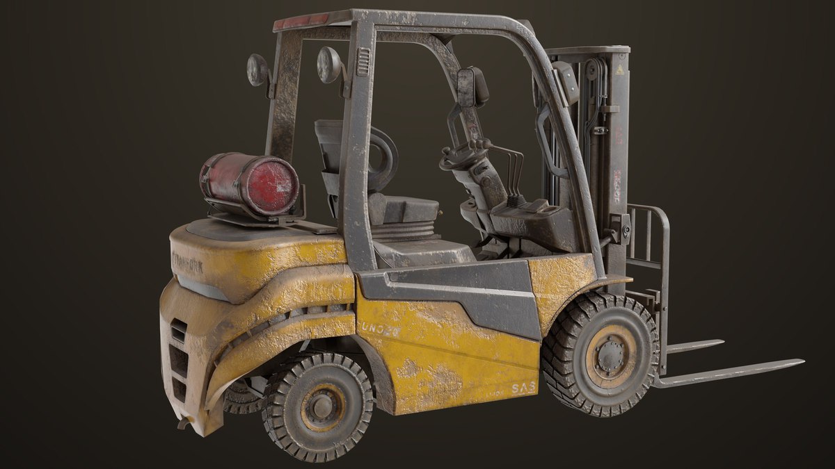 Forklift Truck 02 Old Dusty URP HDRP Textures