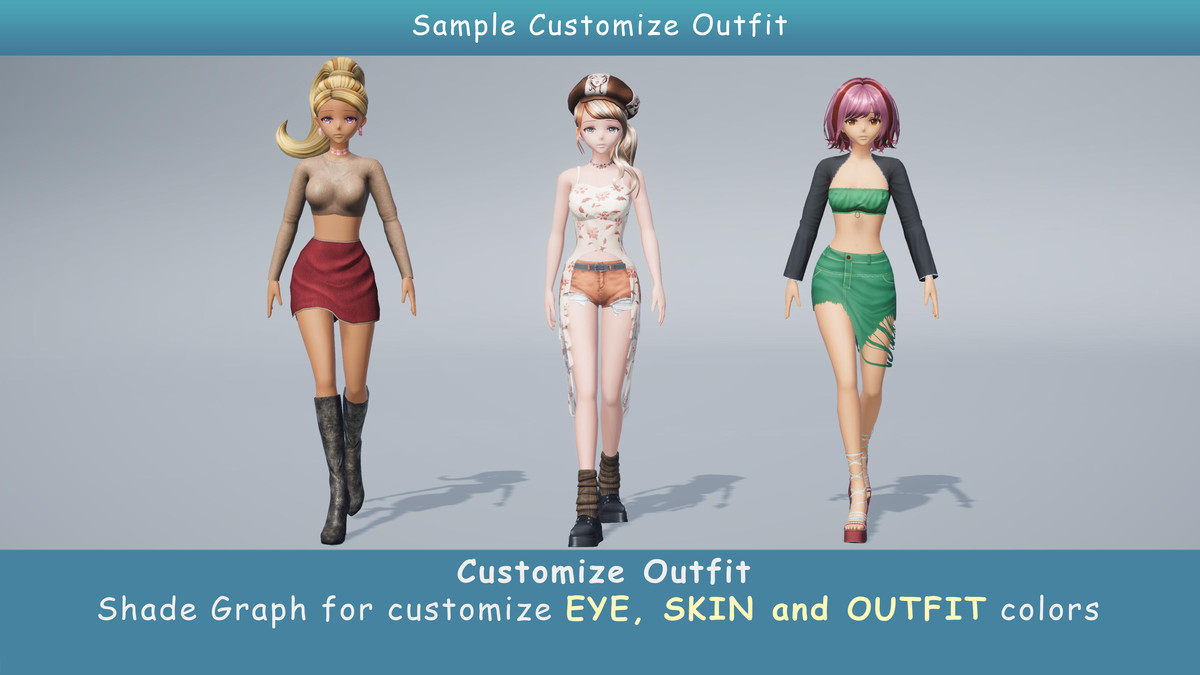 Anime Female Dancer - Pack 14 (3 outfits)