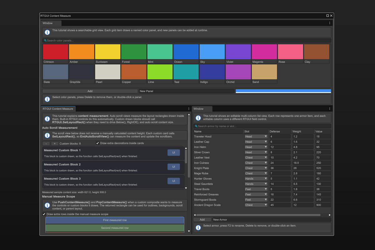 RTGUI - Runtime Tool GUI Framework