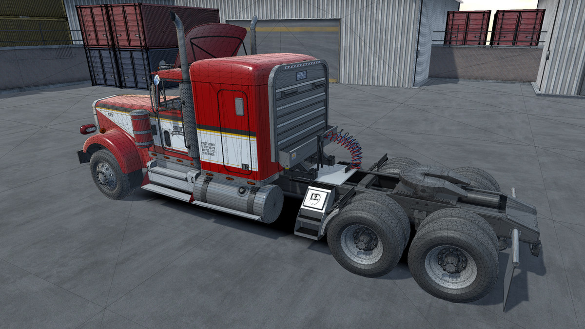 80s Semitruck dropdeck trailer