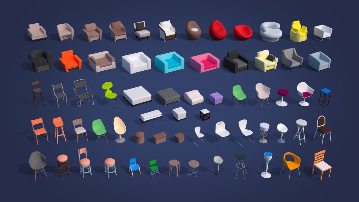 Interior 2 - Low Poly 3D Models Pack