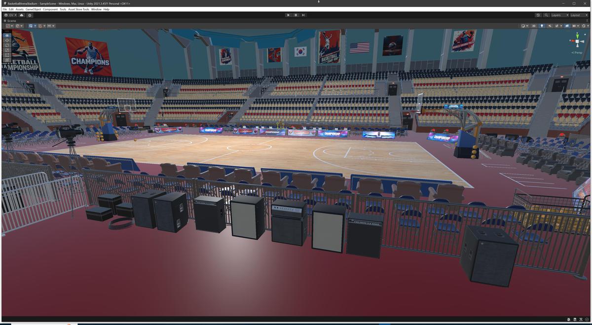 Basketball Arena Stadium Interior - Modular Environment 3D Level