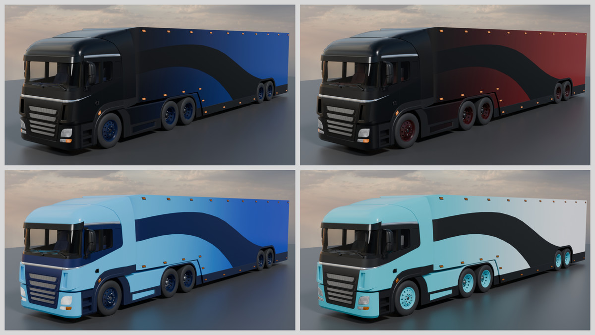 EV Semi Truck Vehicle Pack – Modular Trailer, With Interior & Openable Doors
