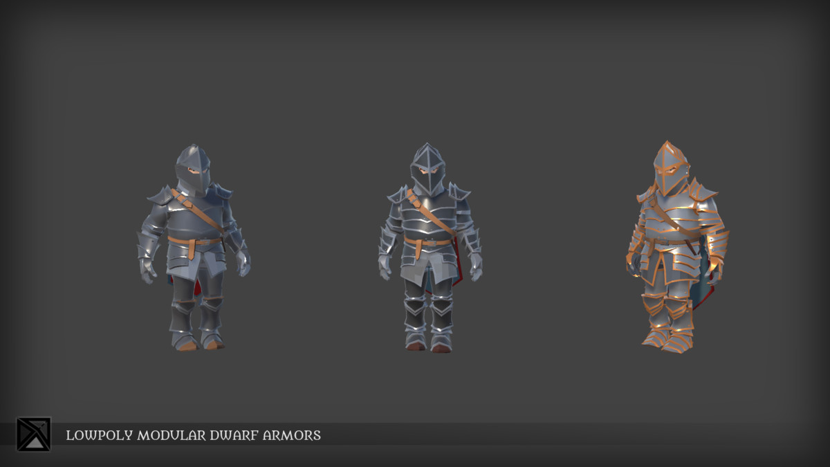 Lowpoly Dwarves Modular Armors Bundle- MEDIEVAL FANTASY SERIES