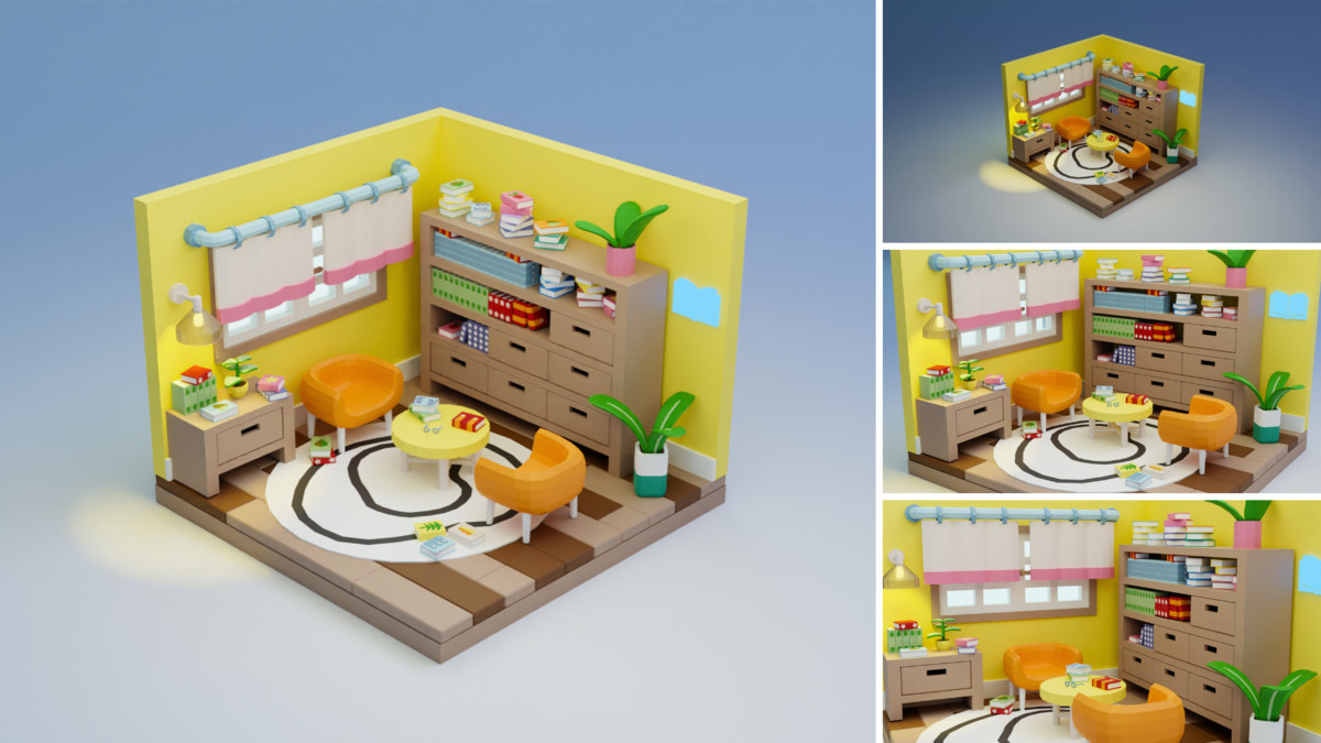 Low Poly Rooms Interiors 3 - Stylized Asset Pack
