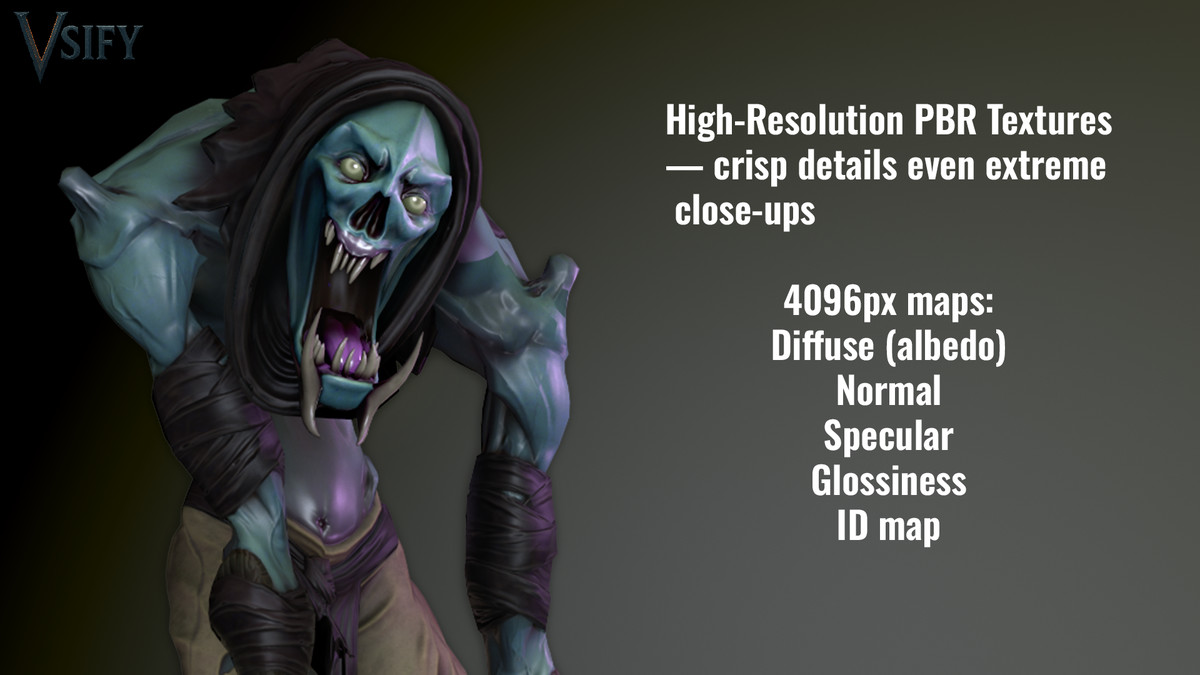 Zombie Creature – Stylized 4k PBR Animated Character (Humanoid / Game Ready)