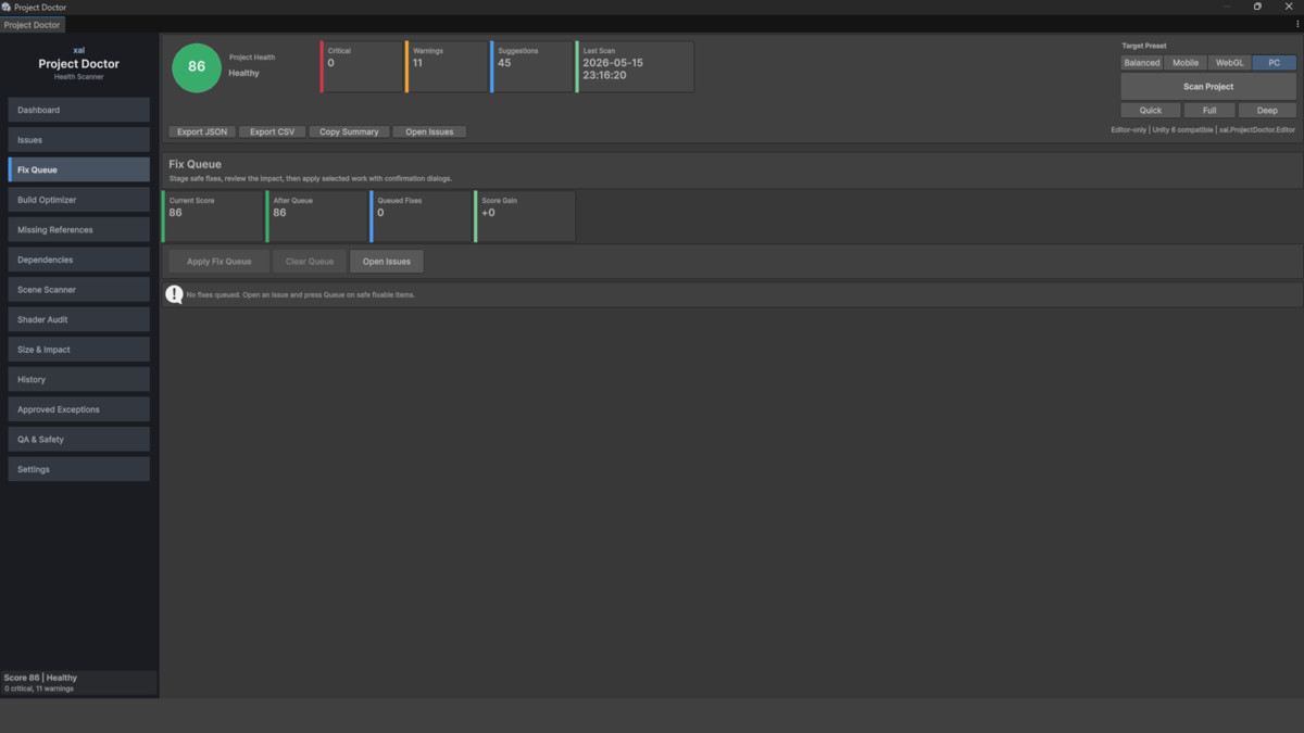Project Doctor PRO - Health Scanner, Build Optimizer & Missing Reference Finder