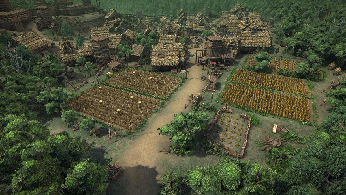 Stylized fantasy pagan village