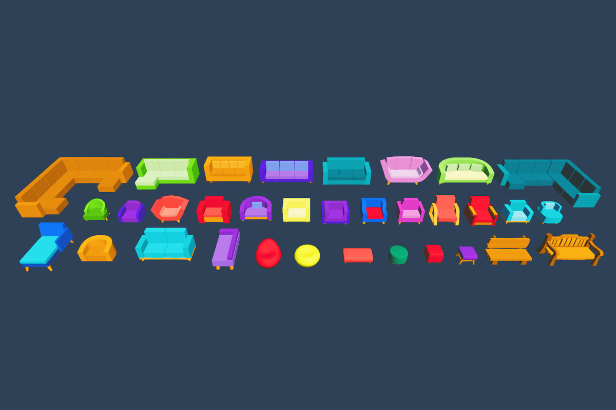 Cute Low Poly Furniture Pack - Colorful Interior Props