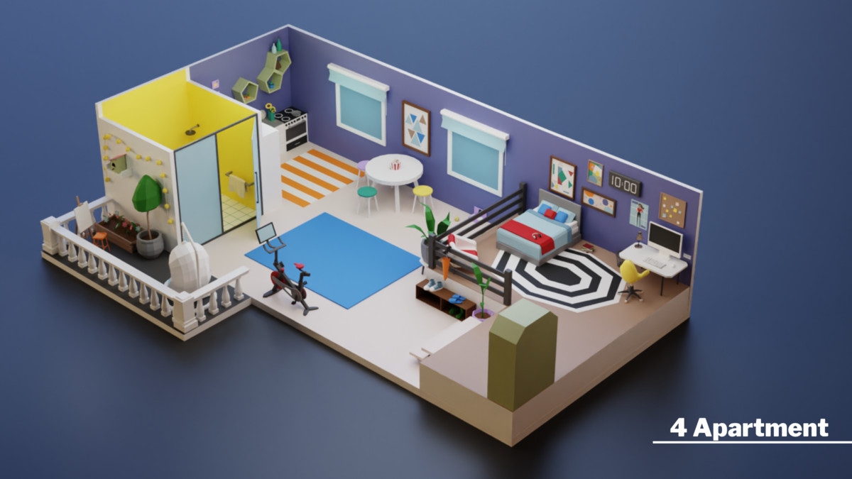 Low Poly Apartments Interiors Pack