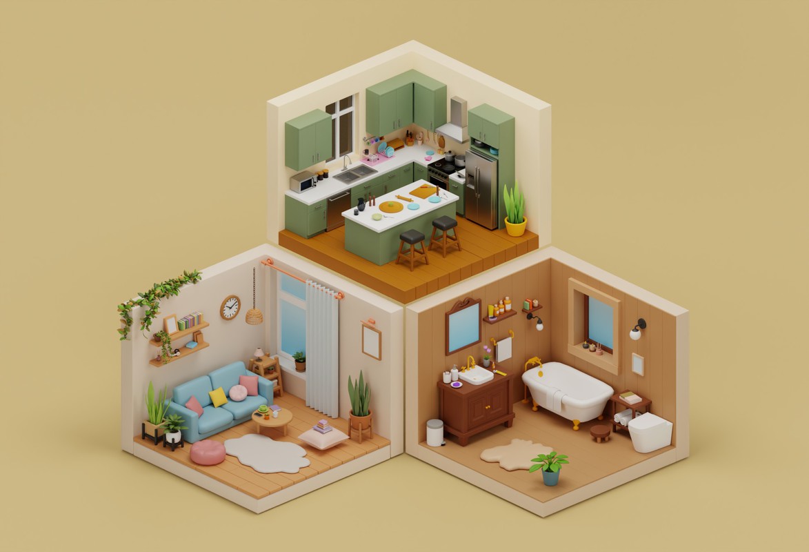 Cozy Room Props Bundle - Interior Props & Modular Parts 2