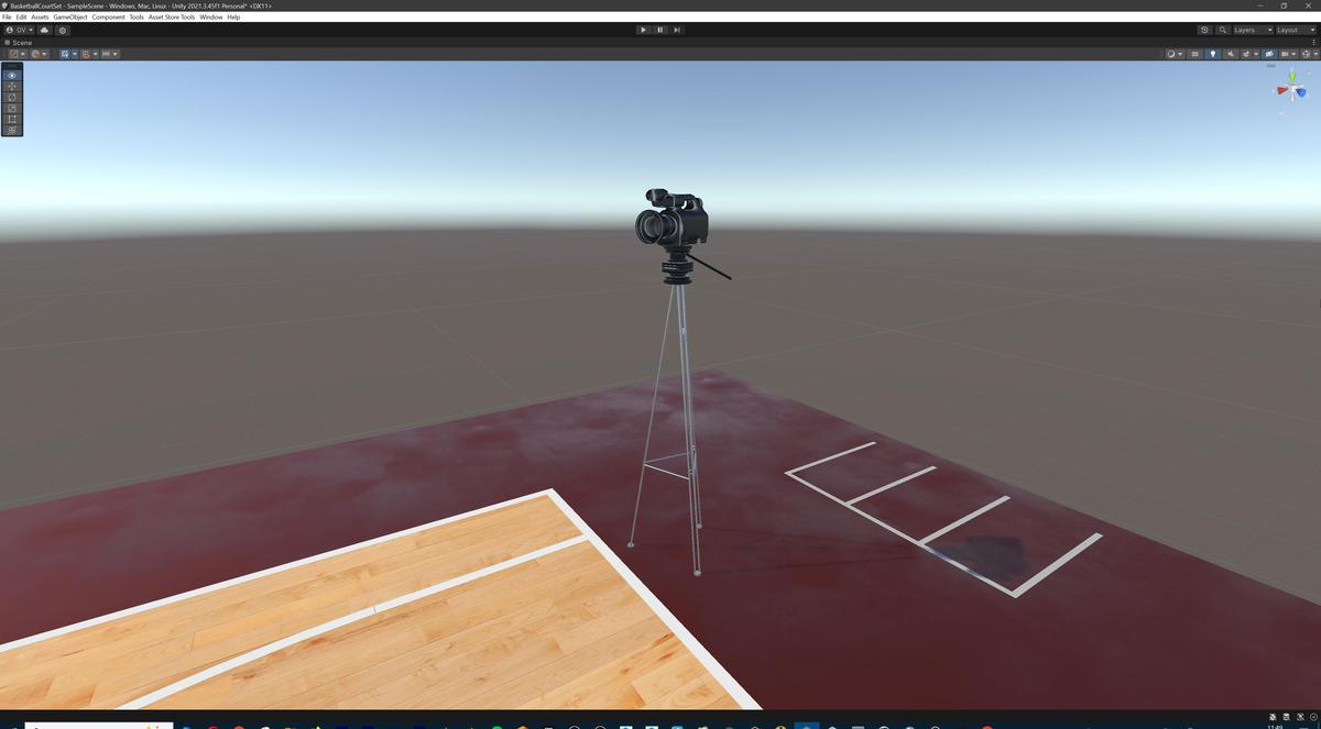 Basketball Court Set with Backboard, Hoop, Parquet, Balls, Digital Timer, Screen