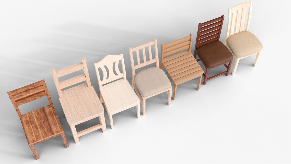 Wooden Chair Mega Pack – 7 PBR Low Poly Pack 3