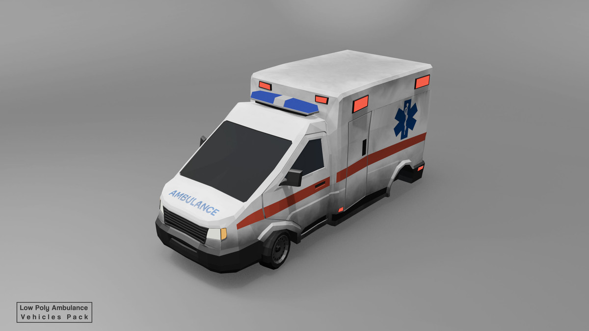 Low Poly Ambulance Vehicles Pack