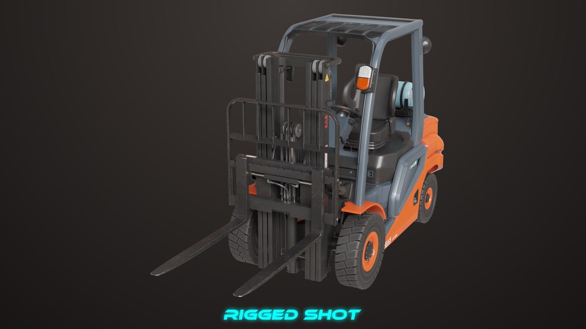 Forklift Truck 02 Orange URP HDRP Textures