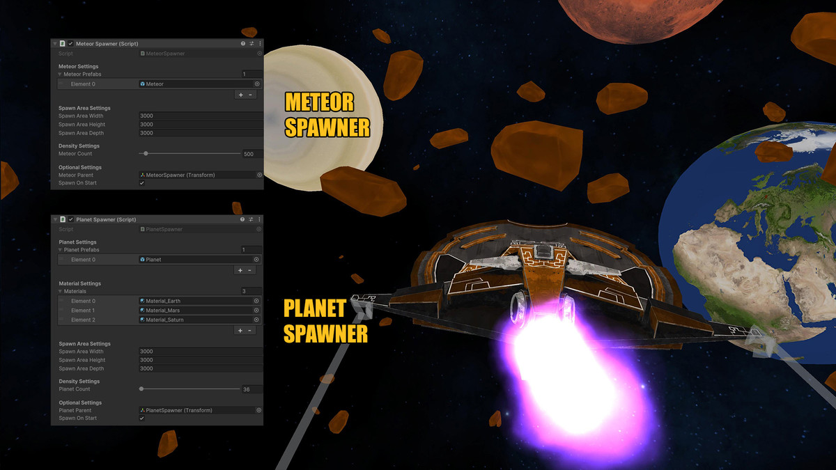 3D Spaceship Controller with Modular Weapon System for Mobile & PC