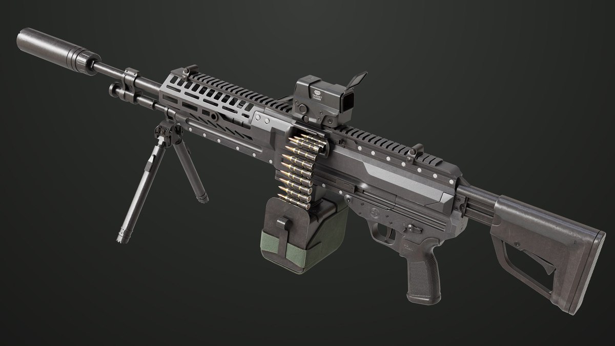 Machine Gun 14 Black URP HDRP Textures