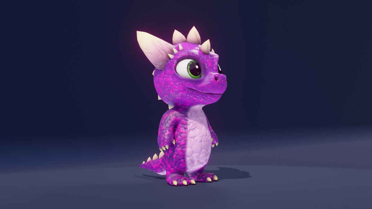 Cartoon Purple Dinosaur 3D Model – Animated Character