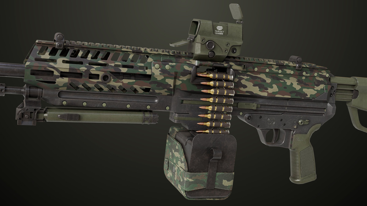 Machine Gun 14 Military Green URP HDRP Textures