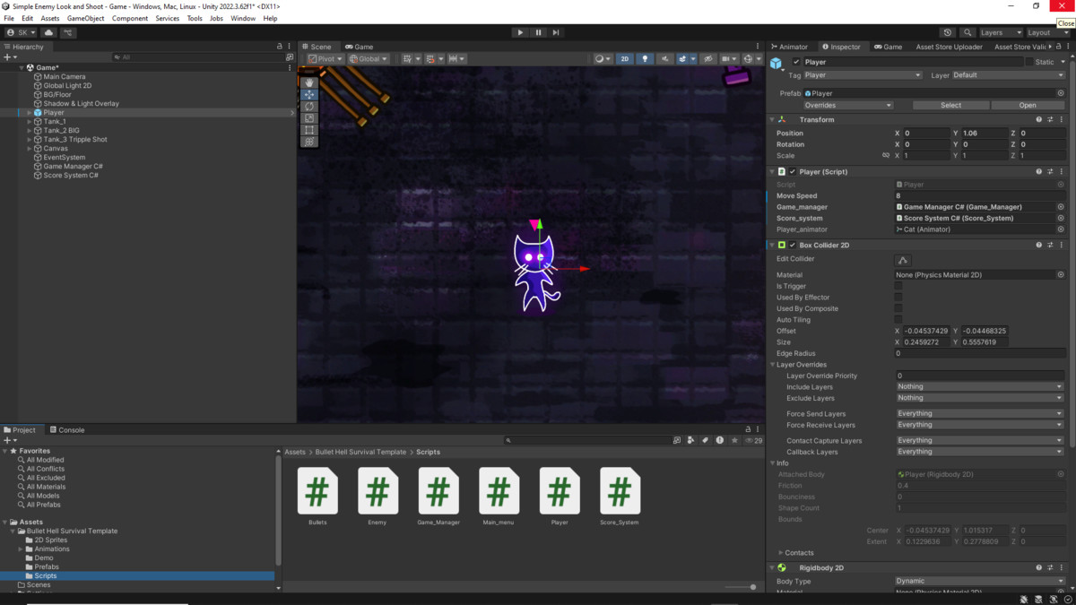 Bullet Hell Survival Template (2D)