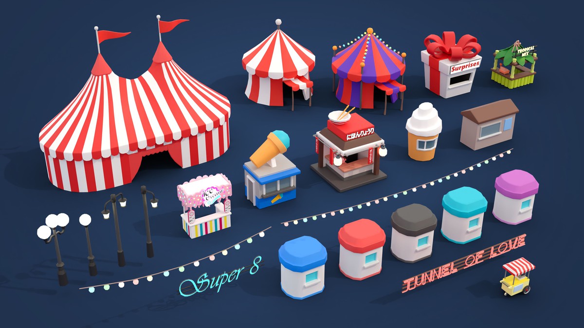 Amusement Park - Low Poly 3D Models Pack