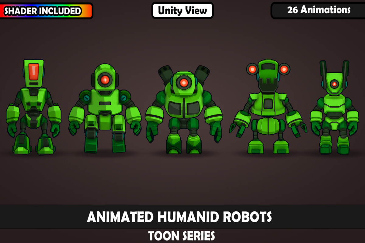 Animated Toon Robot Characters Vol. 2 – 5 Stylized Robots