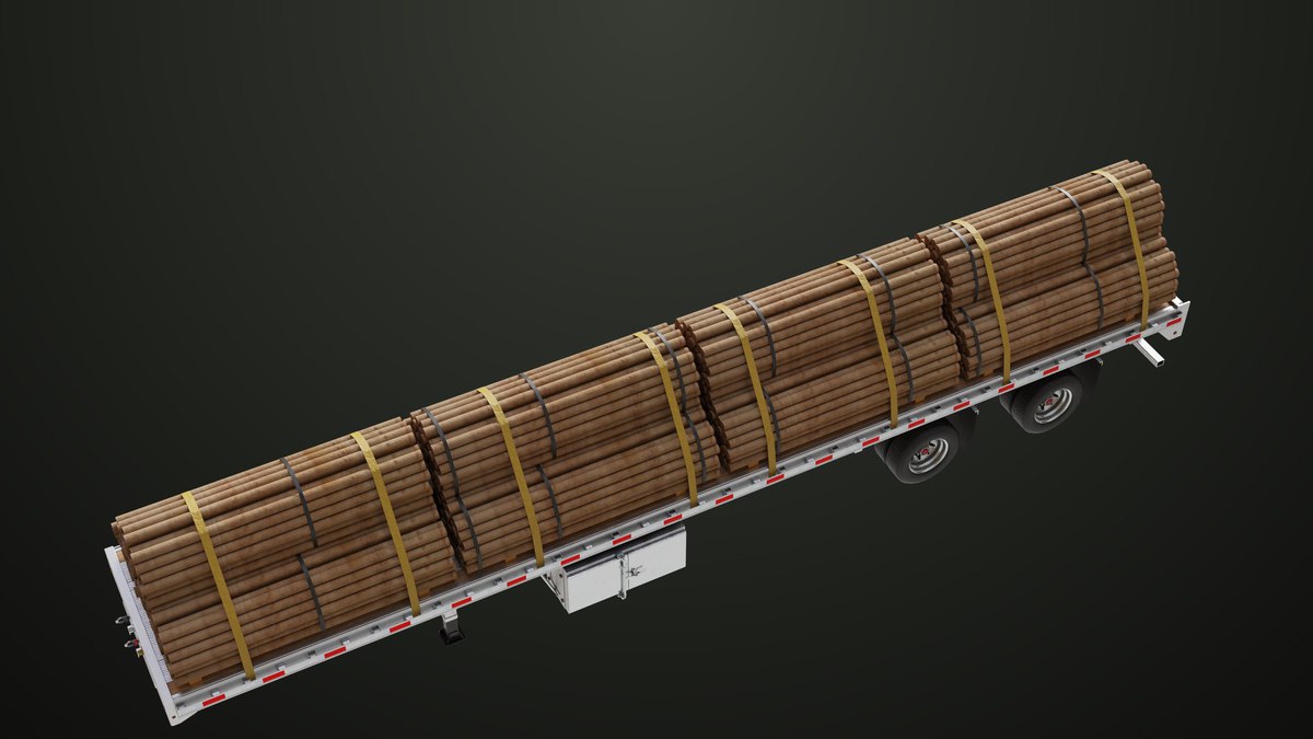 Flatbed Trailer with 7 Loads Single Mat URP HDRP Textures